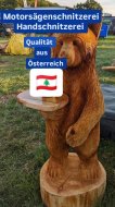 Inserat Bär geschnitzt mit Tisch. Schnitzerei